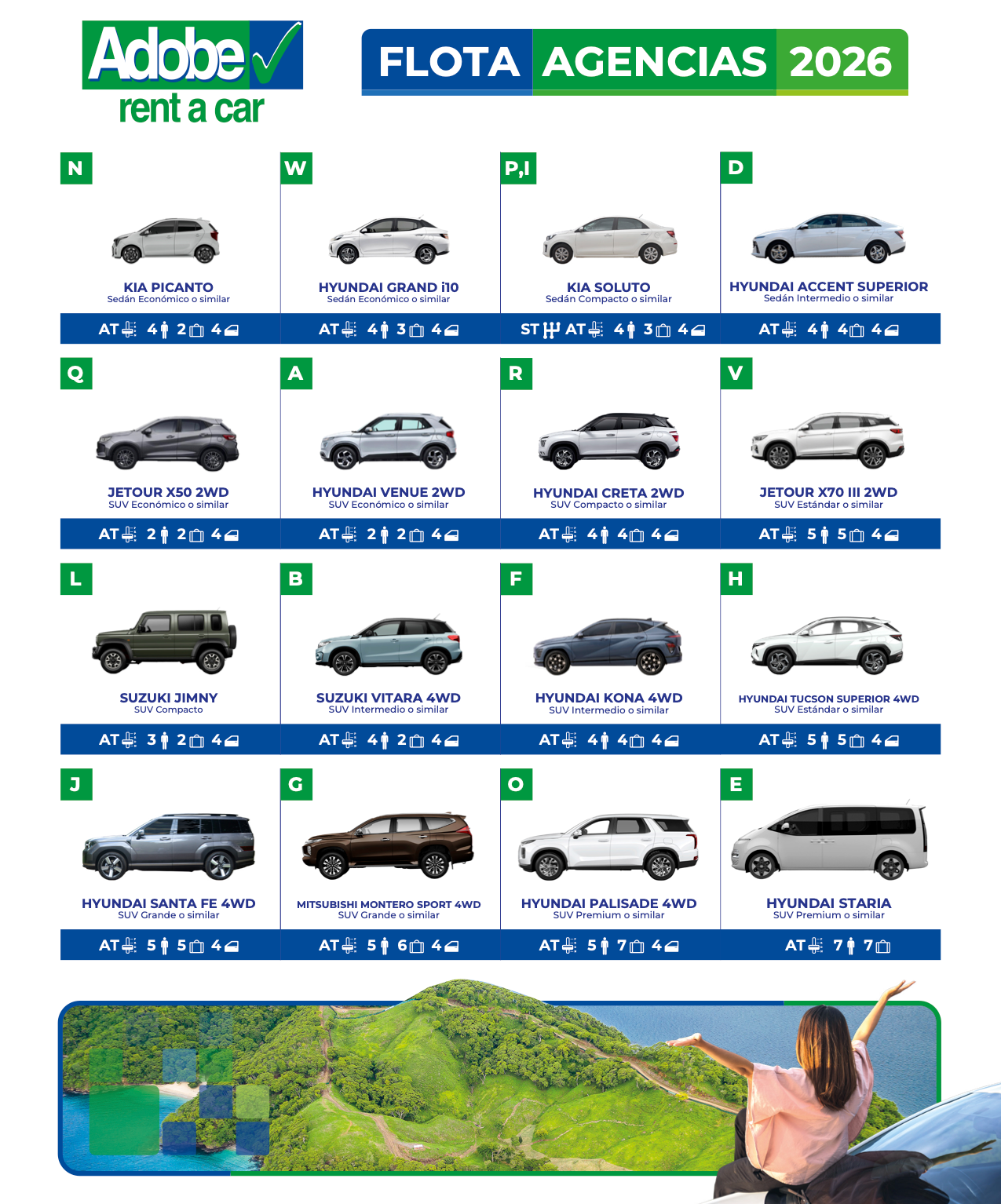 Adobe Car Rental Costa Rica Fleet 2026